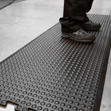 Rhino Anti-Fatigue Mats Industrial Smooth 4 ft. x 25 ft. x 1/2 in. Anti-Fatigue Commercial Floor Mat, Black IS48X25
