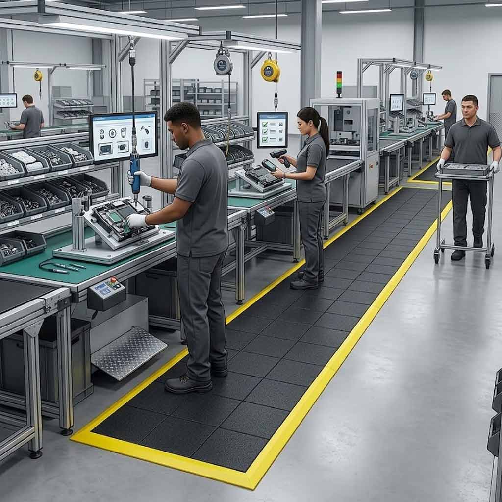 Premium Heavy Duty Anti Fatigue Mat Tiles with Bevelled Edging for Custom Configurations - 91 x 91cm Modular Design