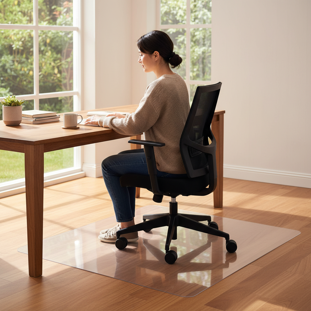 Premium Eco-Friendly Chair Mat for Hard Floors - Made of 100% Recycled PET, Transparent, High Impact Resistance, Suitable for Parquet, Laminate, and Tile