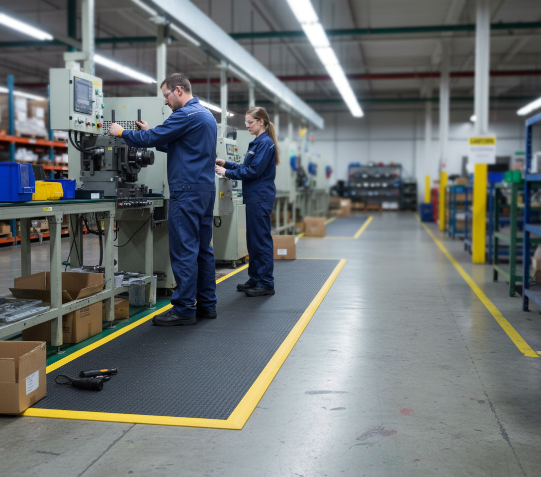 Premium Anti-Fatigue Vinyl Roll Matting for Comfortable Workspaces, Durable and Cuttable to Fit Any Area