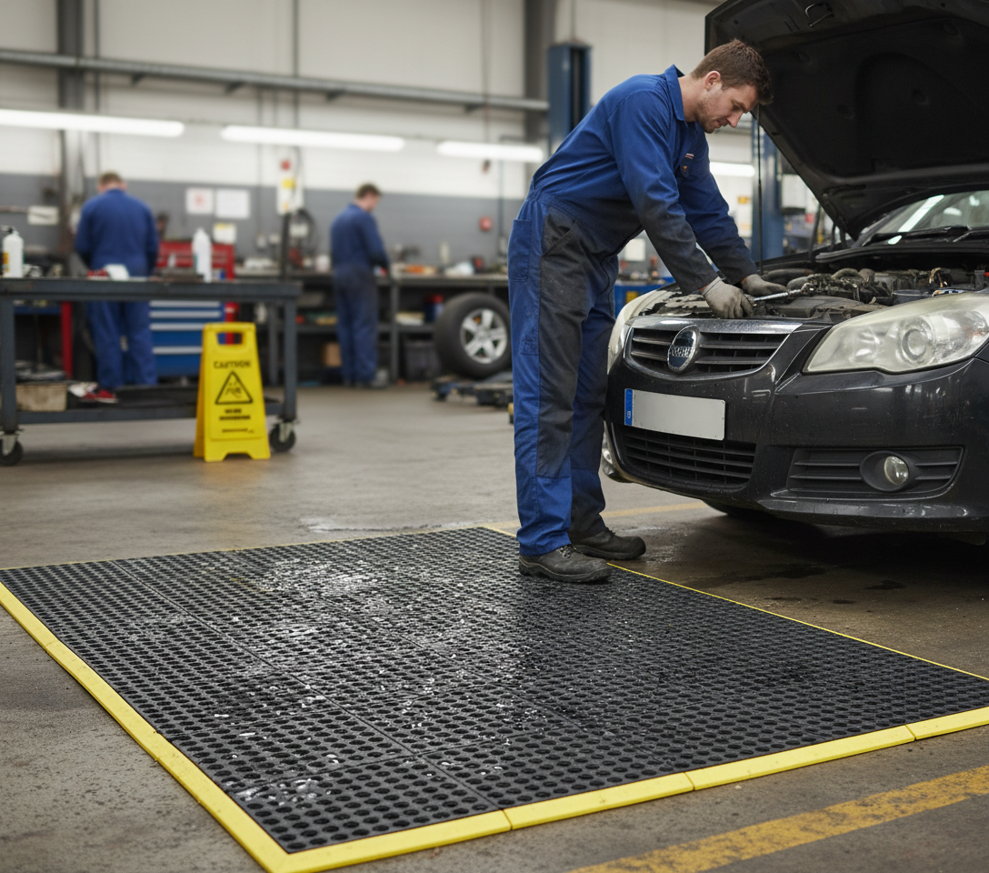 Premium Heavy Duty Anti Fatigue Mat Tiles for Wet Areas with Custom Sizing and Bevelled Edging