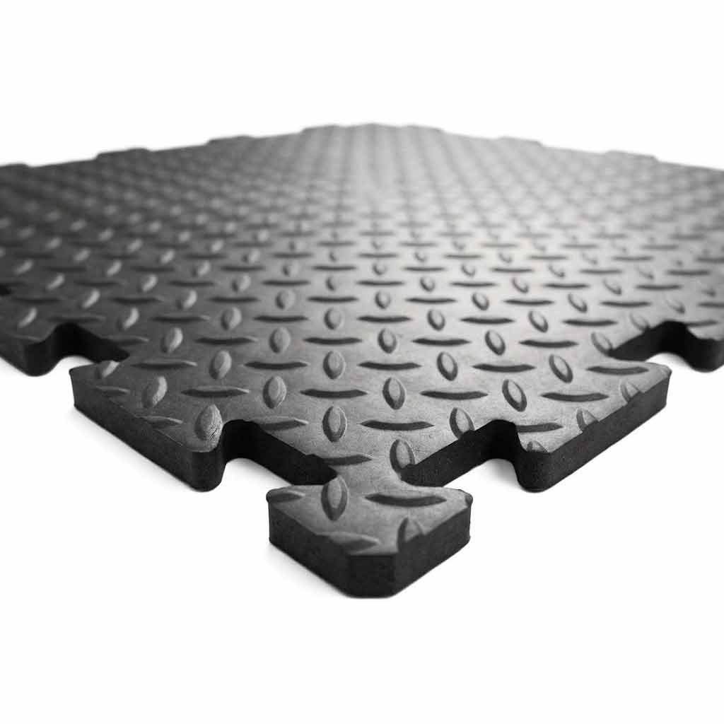 Premium Non-Slip CheckerTile Garage Matting - Heavy Duty Shock Absorbing Vinyl Tiles for Ultimate Floor Protection
