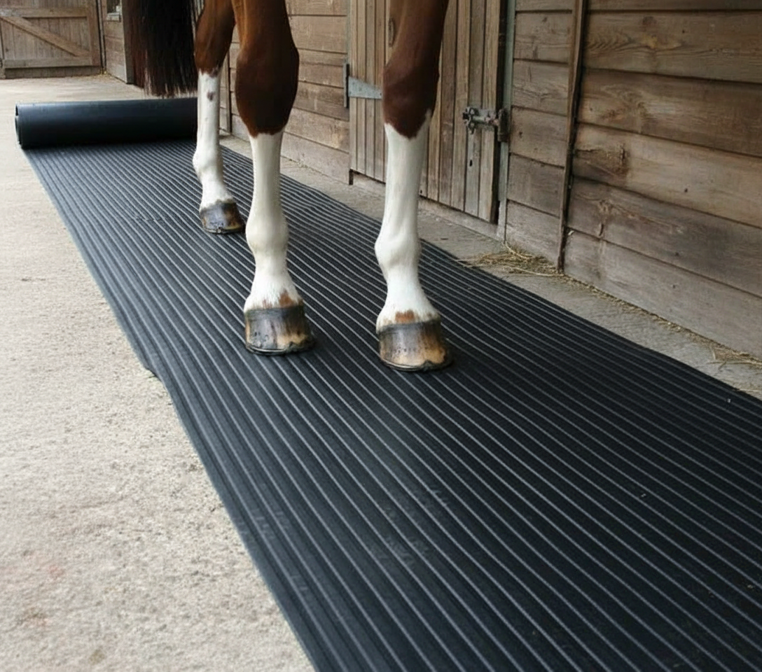 Premium Heavy Duty Rubber Matting with Ribbed Surface for Safety and Noise Insulation in Industrial Workspaces