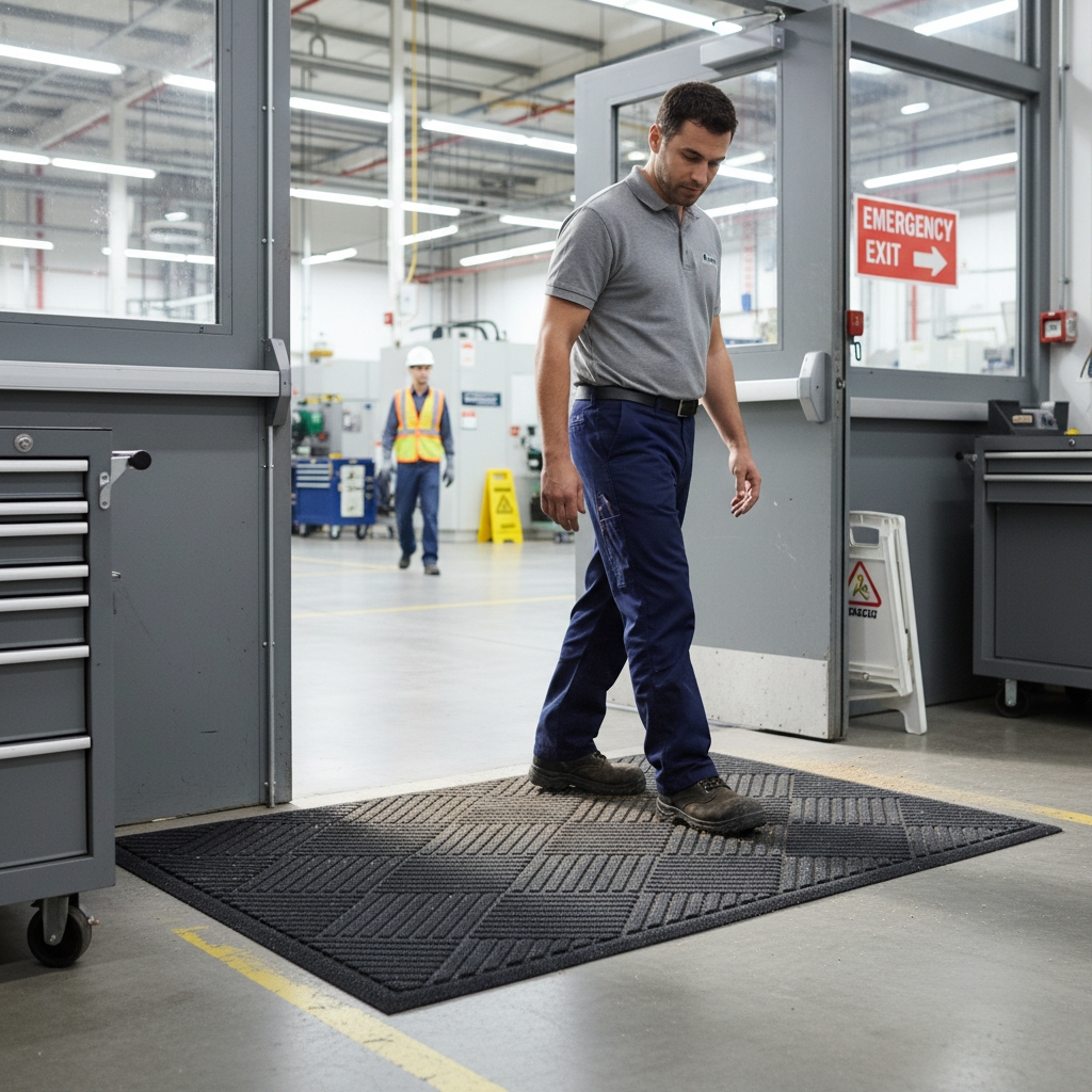 Premium Eco-Friendly Floor Mat with Diamond Pattern and Fabric Border, 61cm x 89cm for Heavy Traffic Areas