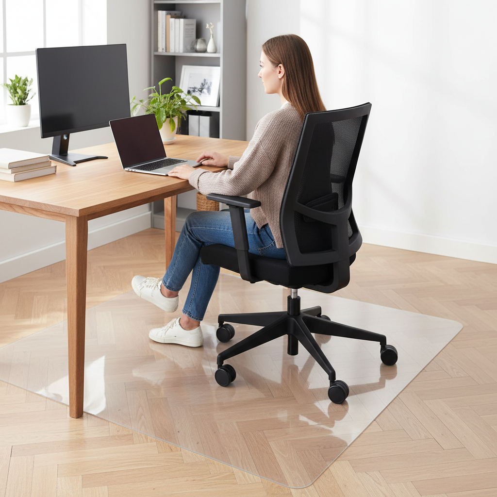 Premium Anti-Static Floor Protection Chair Mat for Hard Floors - 1.8mm Thick Polycarbonate with Noise Insulation and Allergy-Friendly Features