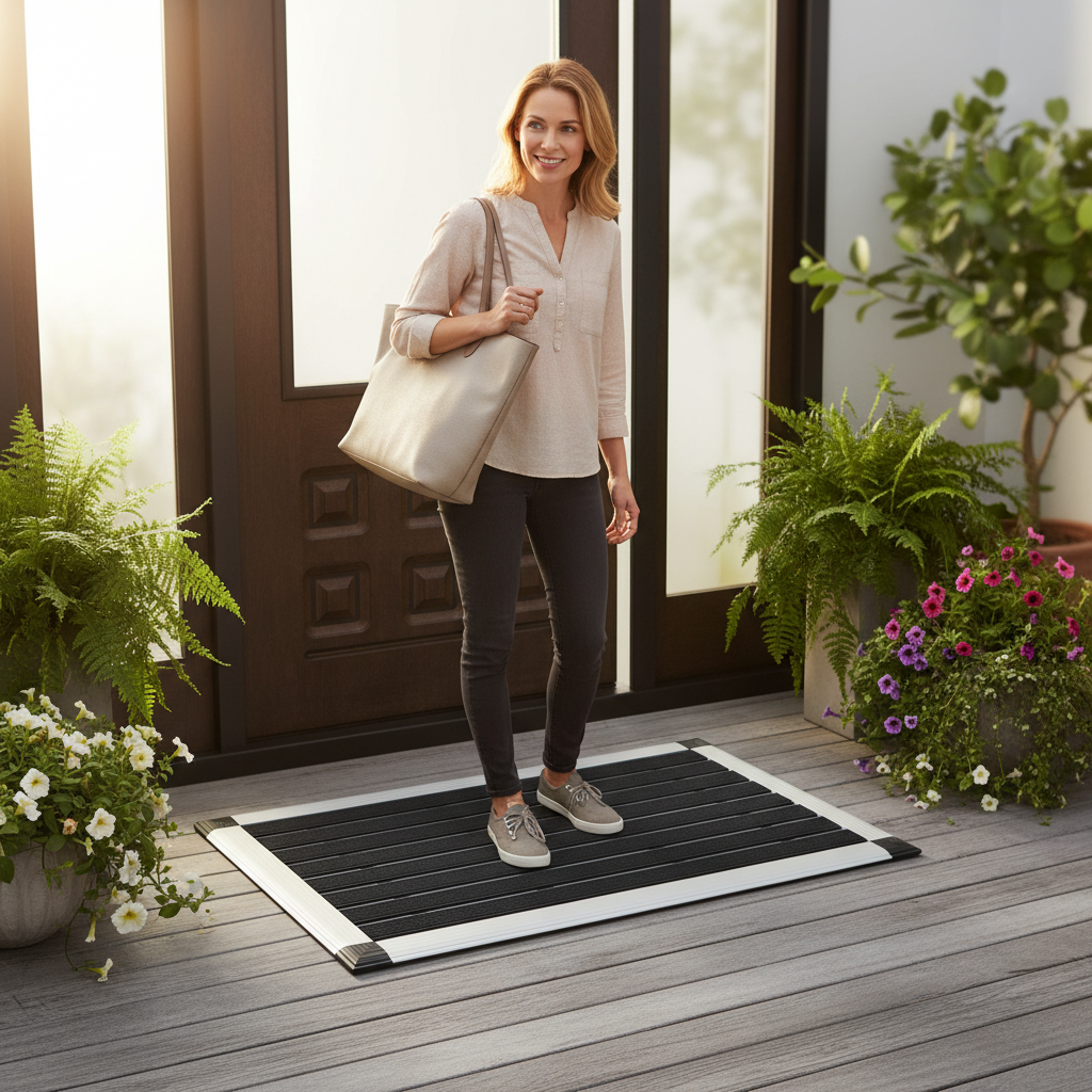 Premium Heavy Duty Outdoor Entrance Mat with Aluminium Frame and Anti-Slip Base for Exceptional Scraping Power and Safety