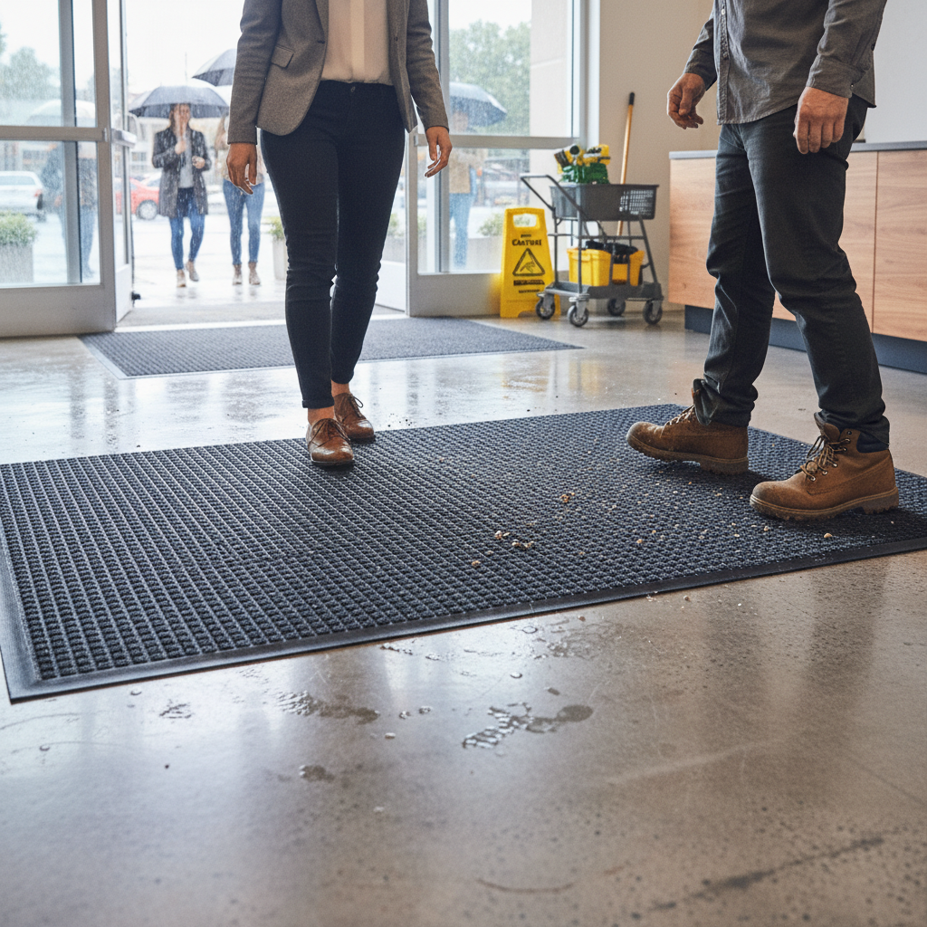 Premium Heavy Duty Bi-Level Entry Mat with Rubber Border for Dirt and Moisture Control