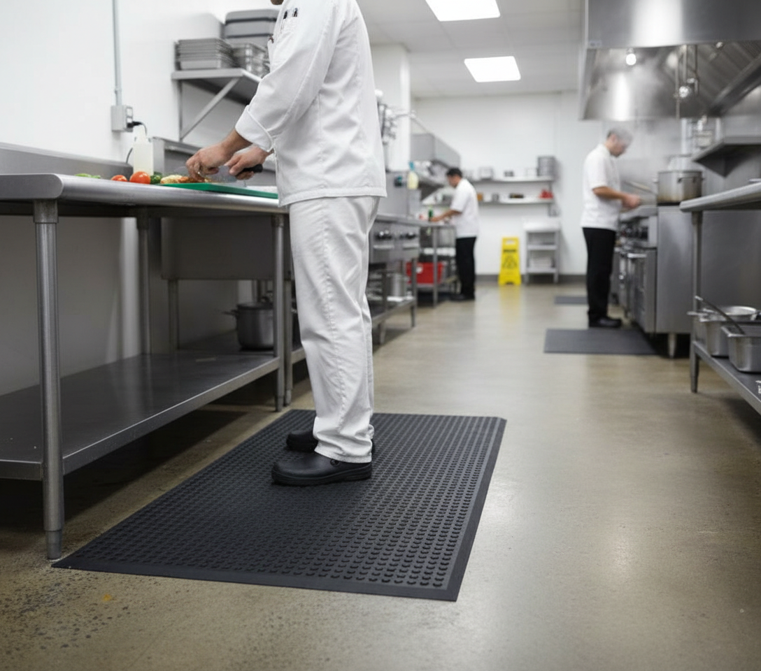 Premium Anti-Fatigue Mats with Non-Slip Surface and Bevelled Edges for Workplace Safety and Comfort