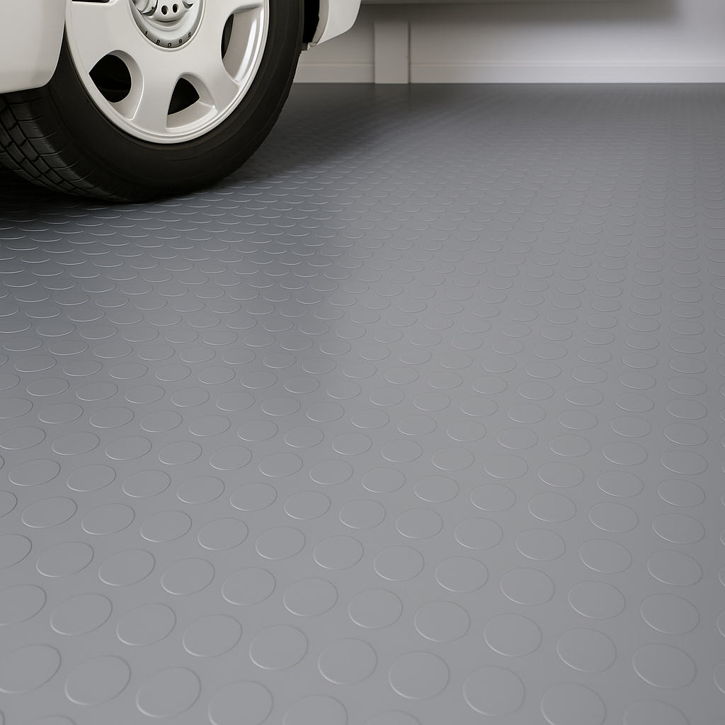Studded Oil Resistant Flooring - Slip-Not Non-Slip Rubber Matting - Durable & Attractive Dot Pattern - High Slip Resistance