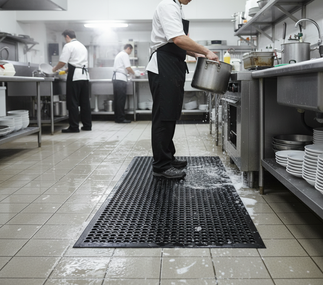 Premium Rubber Scraper Mat with Holes - Non-Slip, Anti-Fatigue, and Hygienic Floor Protection for High-Traffic Areas