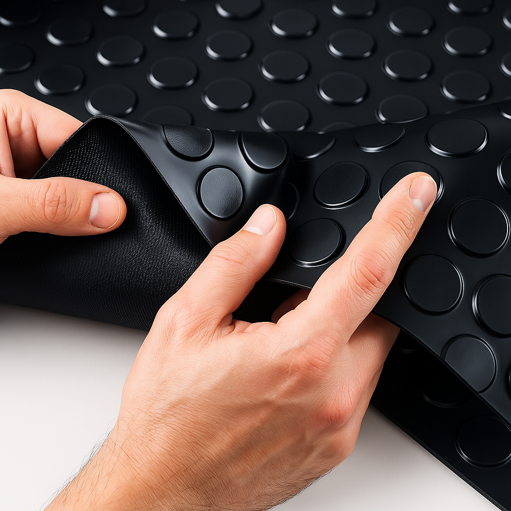 Studded Oil Resistant Flooring - Slip-Not Non-Slip Rubber Matting - Durable & Attractive Dot Pattern - High Slip Resistance