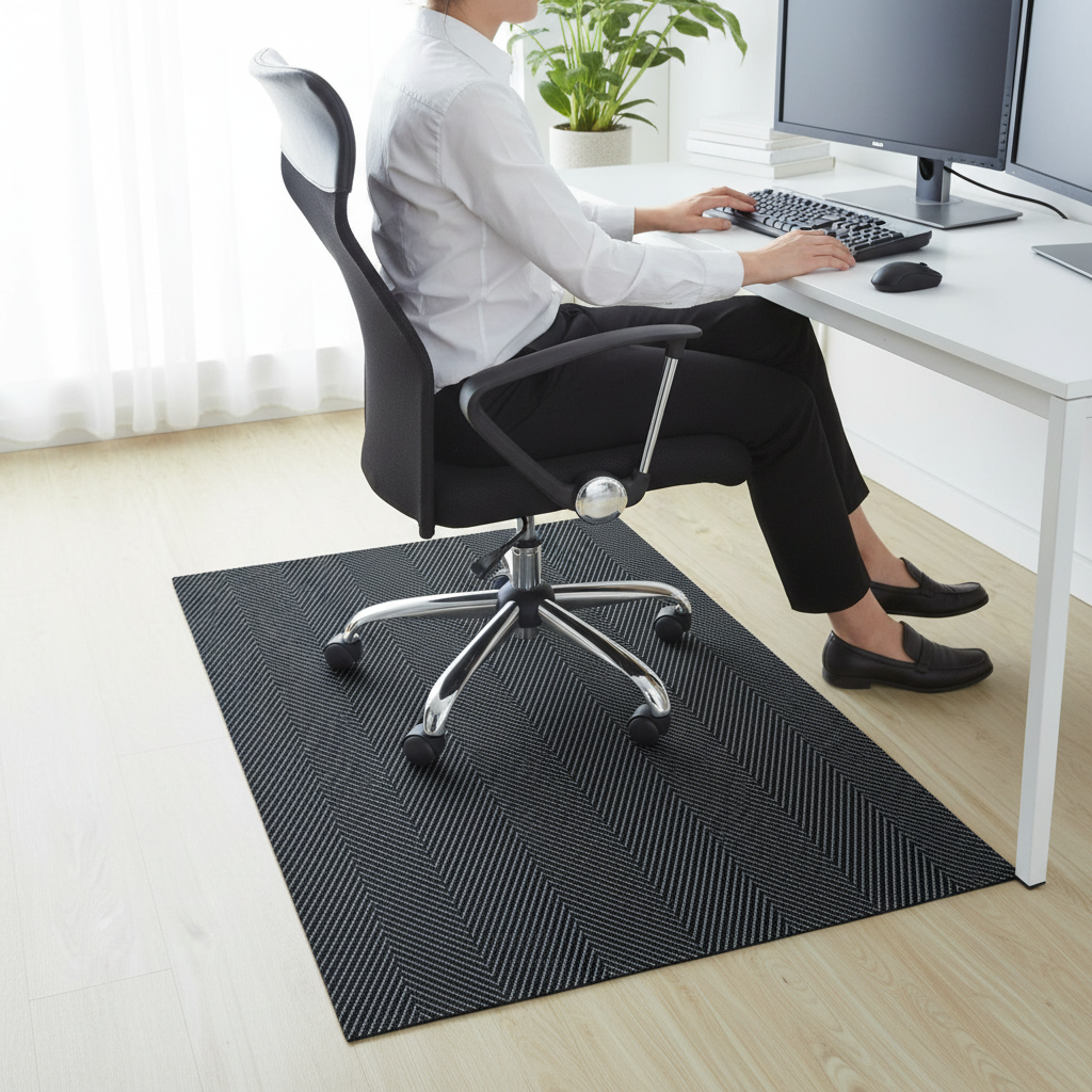 Premium Vinyl Chair Mat for Hard Floors - Durable Office Floor Protection, Antibacterial, Fire-Resistant with Optimal Glide
