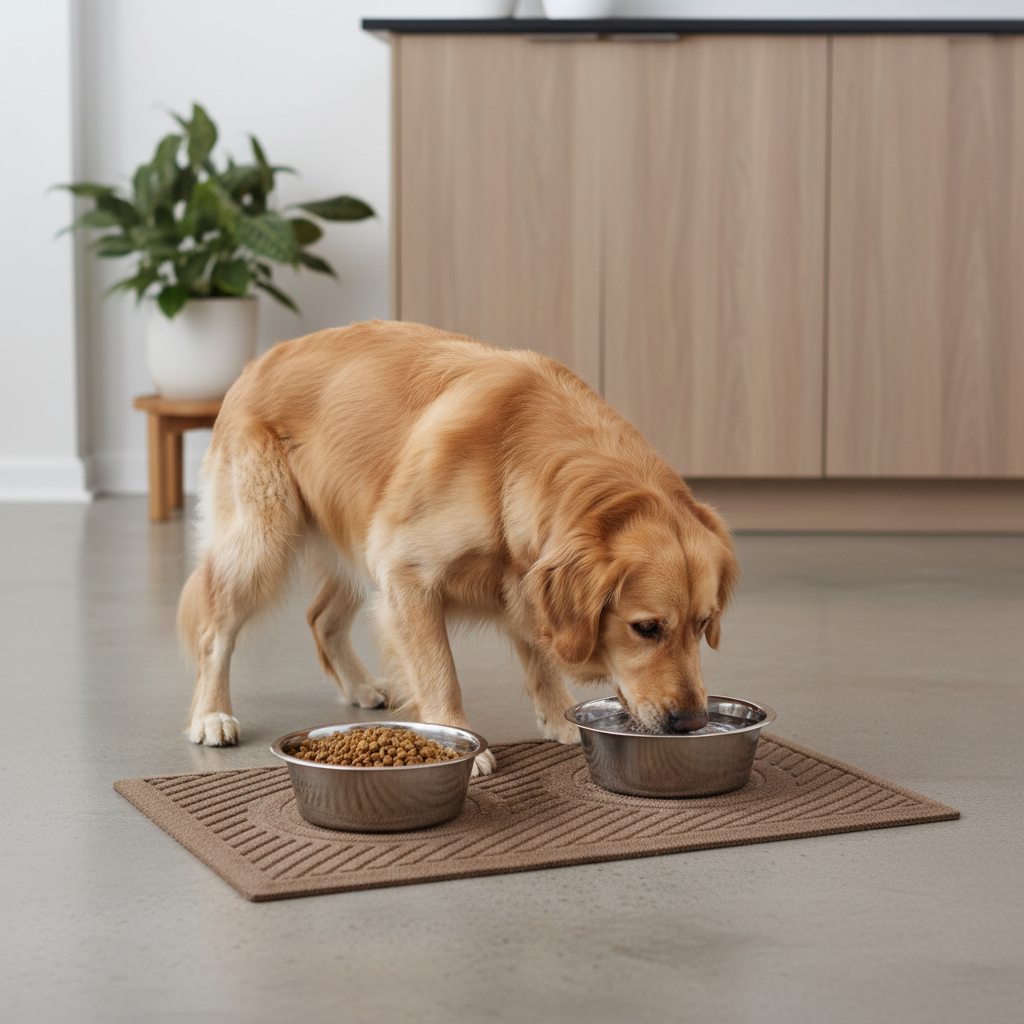 Premium Heavy Duty Pet Bowl Mat with Anti-Slip Backing for Indoor and Outdoor Use - Durable and Eco-Friendly