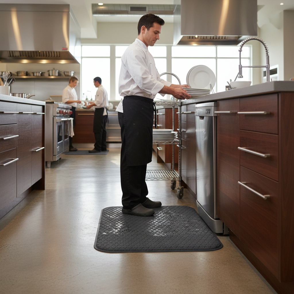 Premium Anti-Fatigue Comfort Mat 61cm x 84cm with Slip-Resistant Backing and Bevelled Edges for Safety