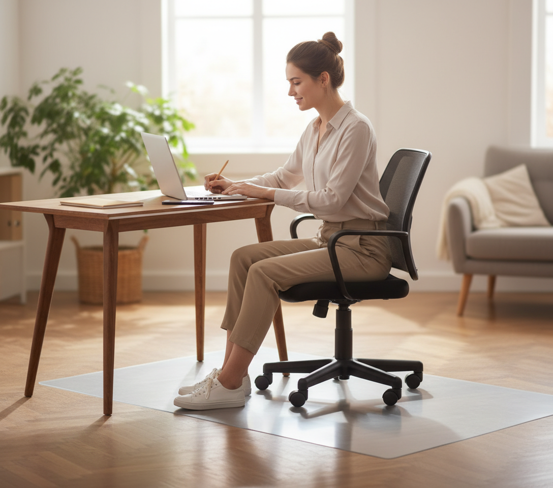 Premium Rectangular Chair Mat for Hard Floors - Durable Polycarbonate with Gripper and Flat Back Options
