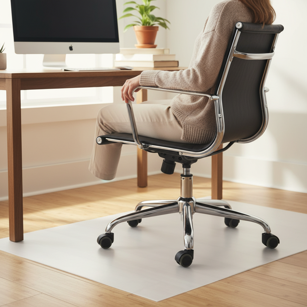 Premium Semi-Transparent Floor Protection Mat in Milky White - Custom Made for Hard Floors with Enhanced Durability and Style