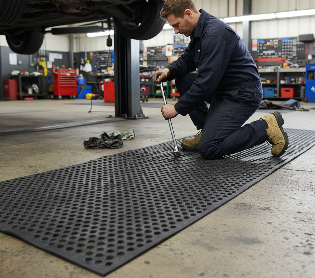 Premium Heavy Duty Workplace Rubber Mat with Slip-Resistant Design for Safety and Cleanliness