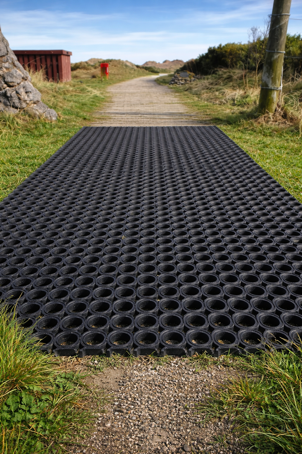 Rubber Grass Mats 23mm - 150x100cm with Pegs & Ties, Weather Resistant, Efficient Drainage, Fall Protection, Eco-Friendly, Wheelchair Friendly