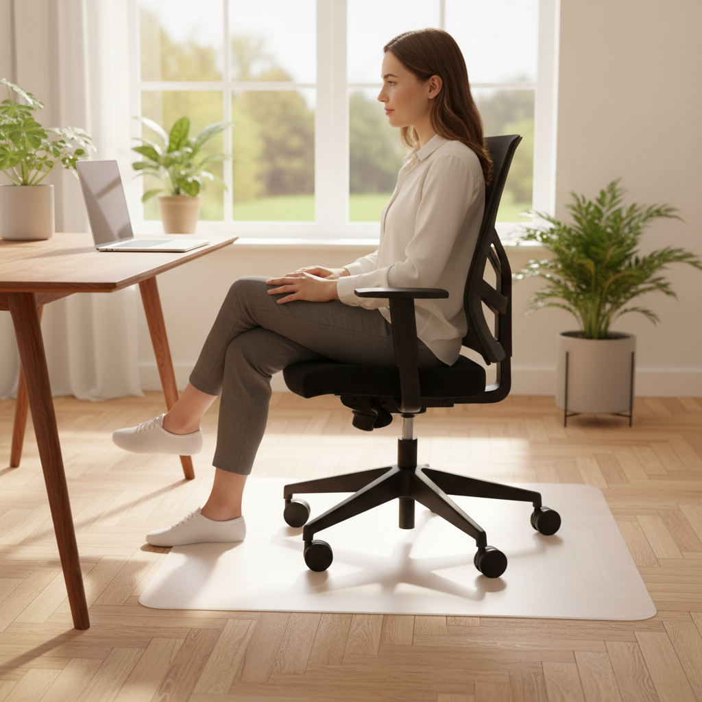 Premium Semi-Transparent Office Chair Mat for Hard Floors - Durable Polypropylene Protection against Scratches
