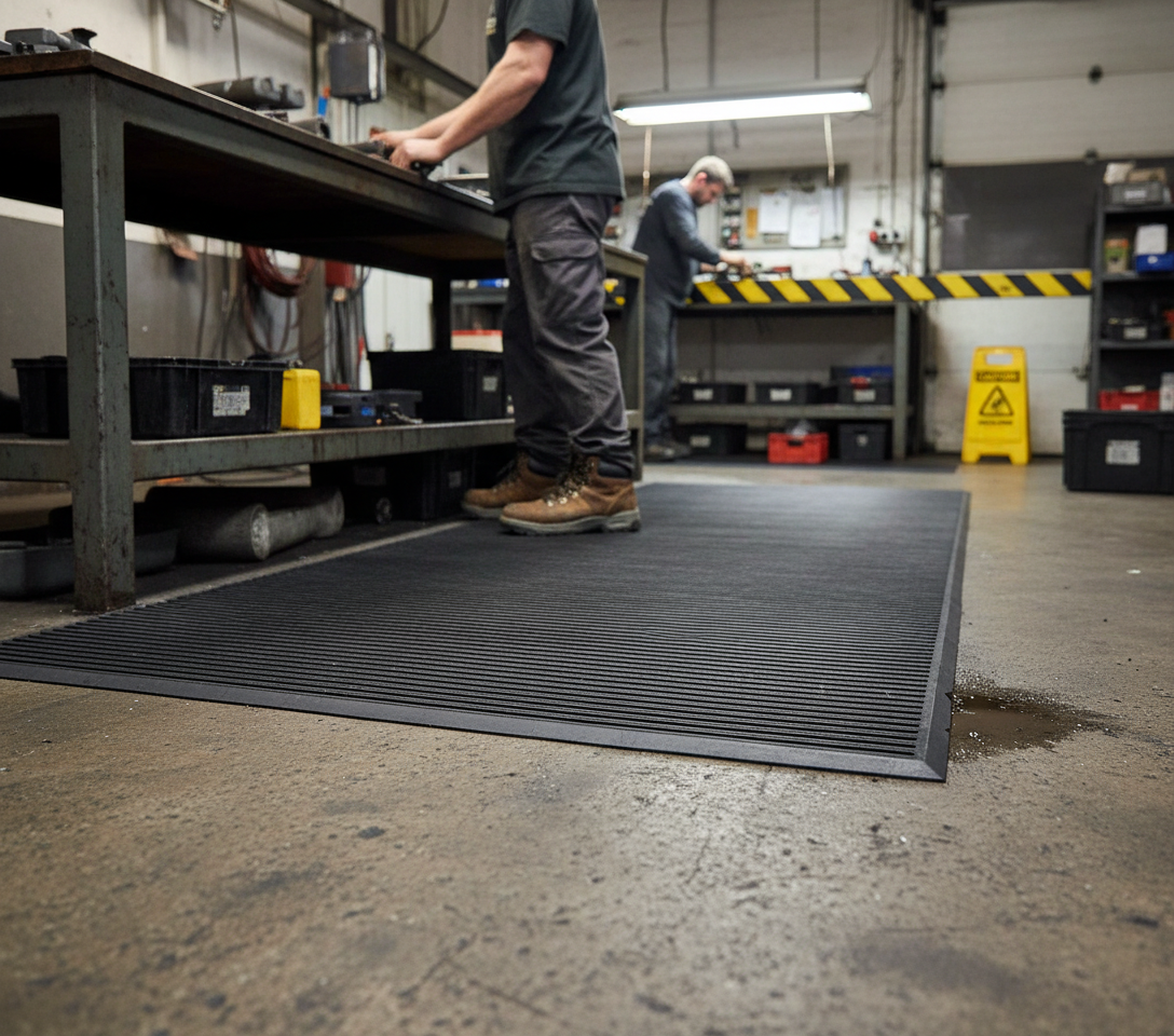 Premium Heavy Duty Rubber Matting with Ribbed Surface for Enhanced Grip and Durability in Industrial and Commercial Settings