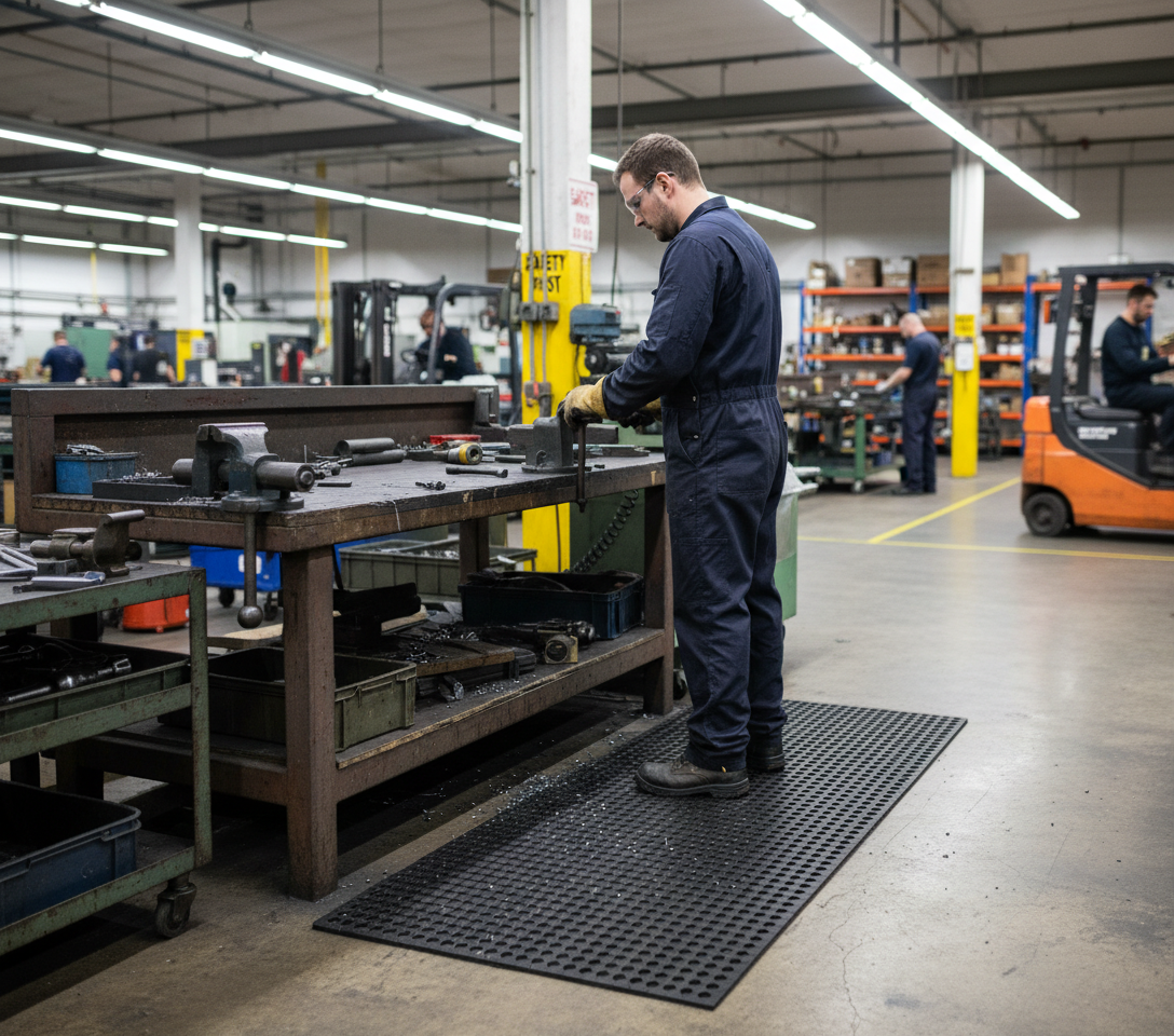 Premium Heavy Duty Workplace Rubber Mat with Slip-Resistant Design for Safety and Cleanliness