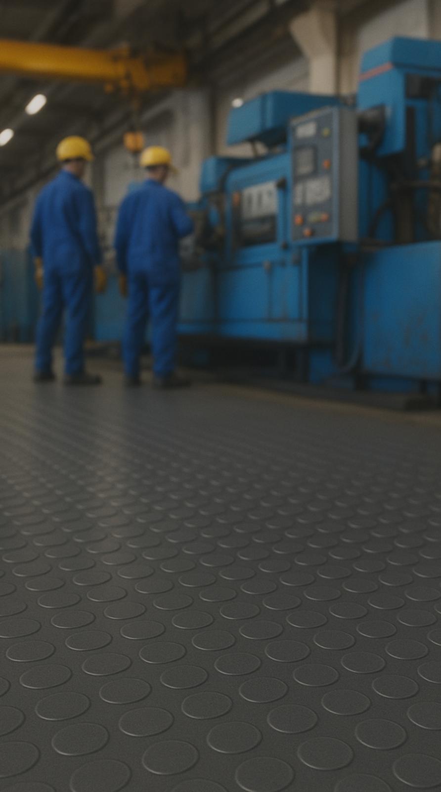 Studded Oil Resistant Flooring - Slip-Not Non-Slip Rubber Matting - Durable & Attractive Dot Pattern - High Slip Resistance