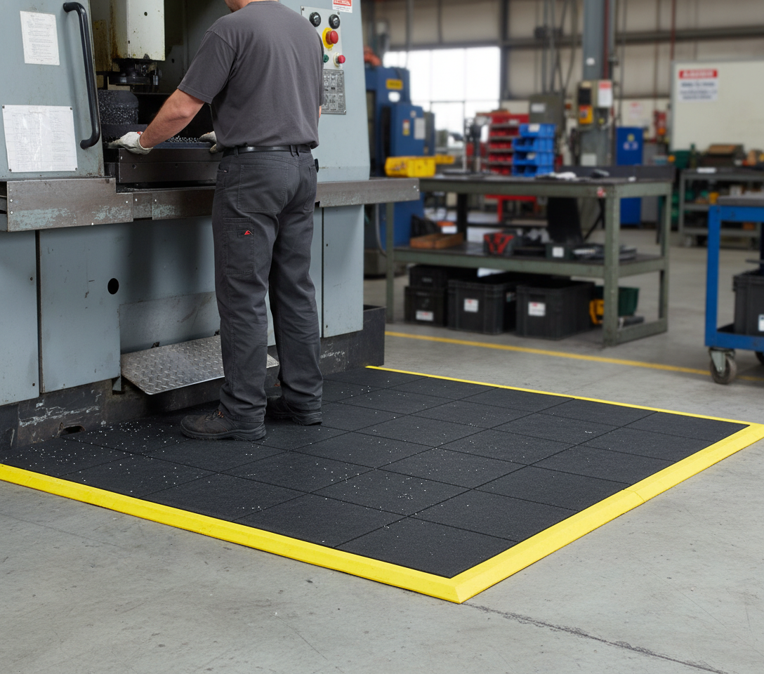 Premium Heavy Duty Anti Fatigue Mat Tiles with Bevelled Edging for Custom Configurations - 91 x 91cm Modular Design