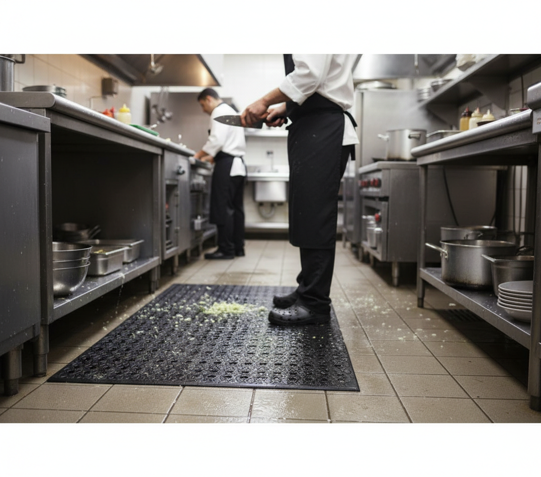Premium Anti-Fatigue Non-Slip Mats with Drainage Holes for Workplace Safety and Comfort