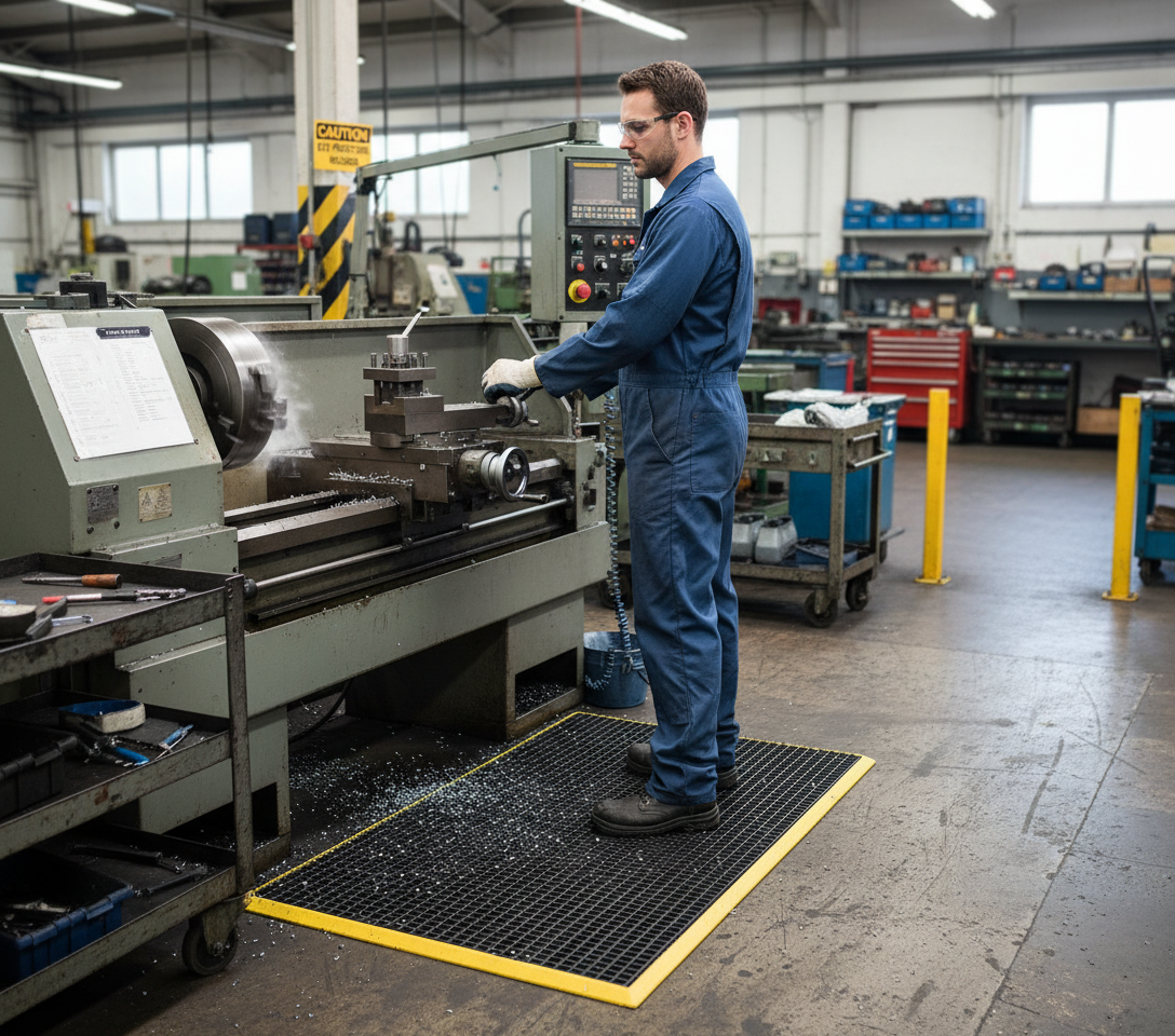 Premium Workplace Safety Mat with Slip Resistance and Enhanced Visibility - Standard and Heavy Hole Sizes