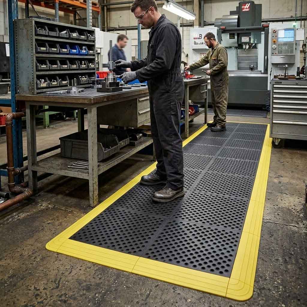 Premium Anti-Fatigue Mat - Extra Thick, Durable Rubber Tiles with Seamless Installation for Workplace Comfort and Safety