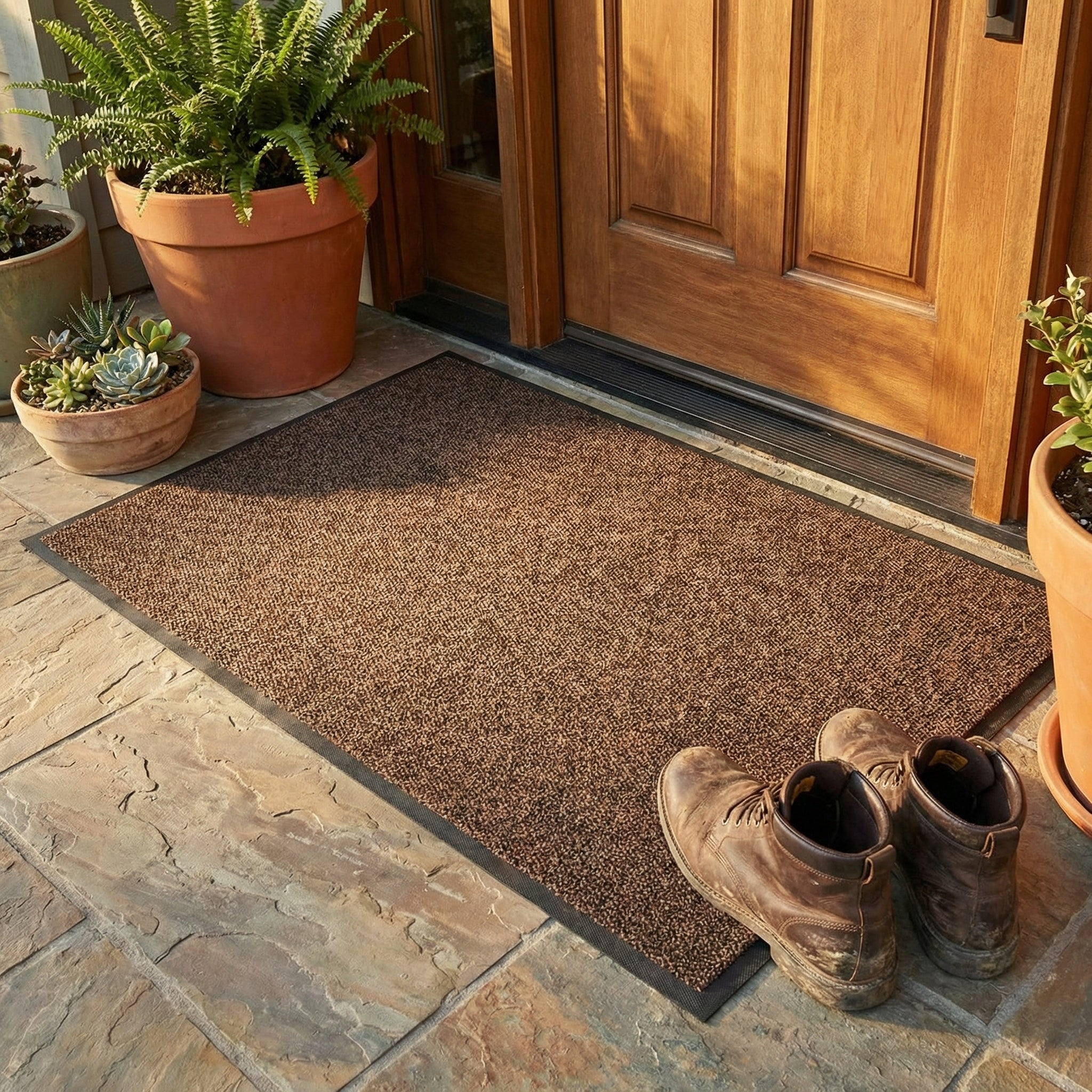 Heavy Duty Dark Brown Entrance Mat 130cm x 150cm UK | Professional Dirt Barrier