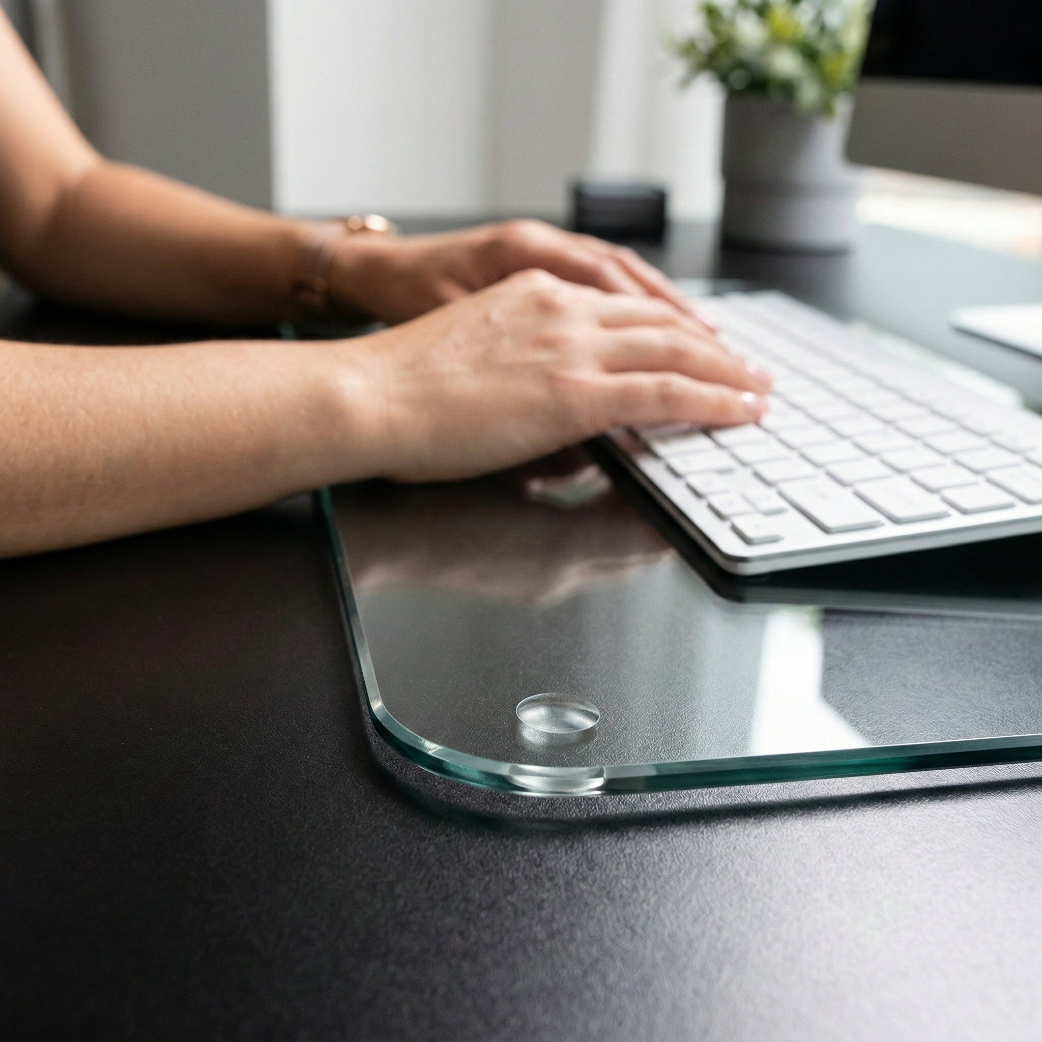 Premium Glass Desk Mat 51 x 91cm UK | Professional Workspace Protection | Rubber Matting CO