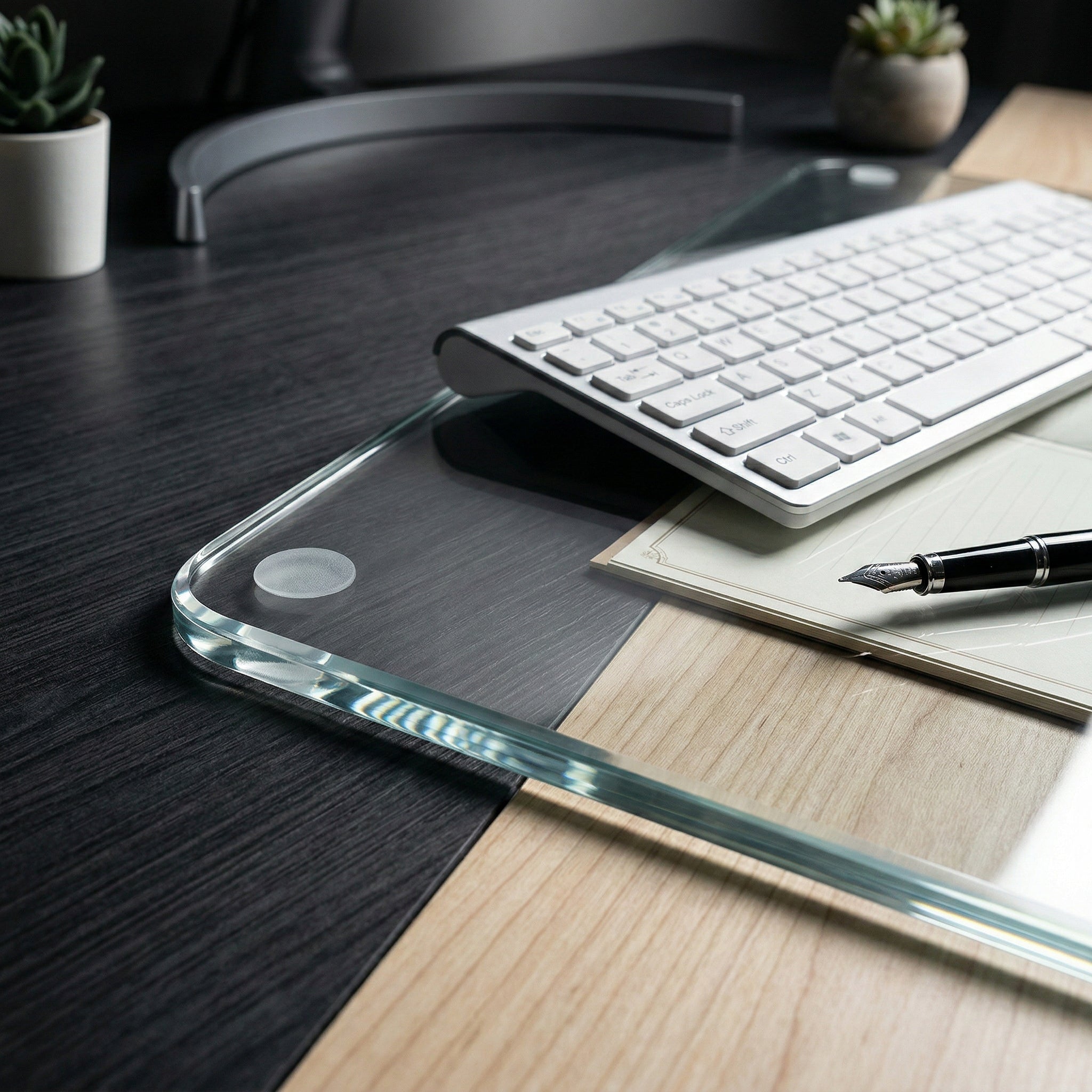 Premium Glass Desk Mat 51 x 91cm UK | Professional Workspace Protection | Rubber Matting CO
