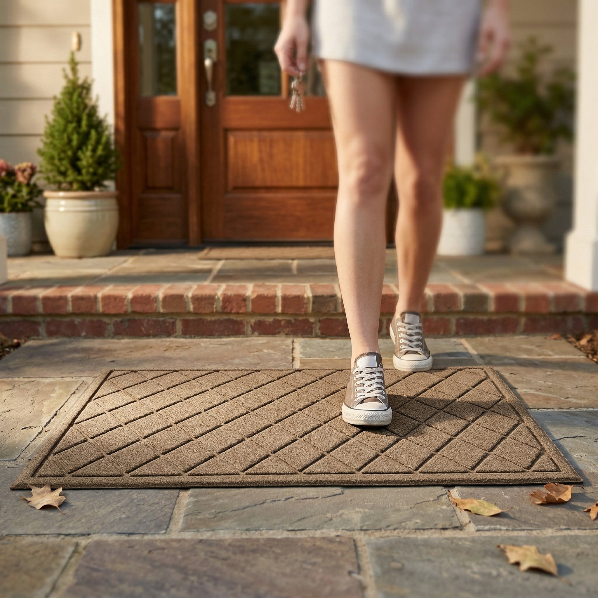 Premium Heavy Duty Doormat - Lattice & Argyle Design, Eco-Friendly Materials with Mildew Resistance and UV Stability