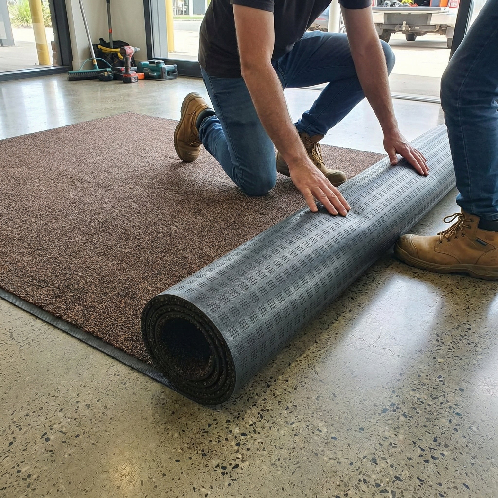 Heavy Duty Dark Brown Entrance Mat 130cm x 150cm UK | Professional Dirt Barrier