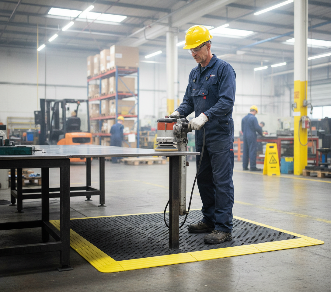 Premium Anti-Fatigue Mat - Extra Thick, Durable Rubber Tiles with Seamless Installation for Workplace Comfort and Safety