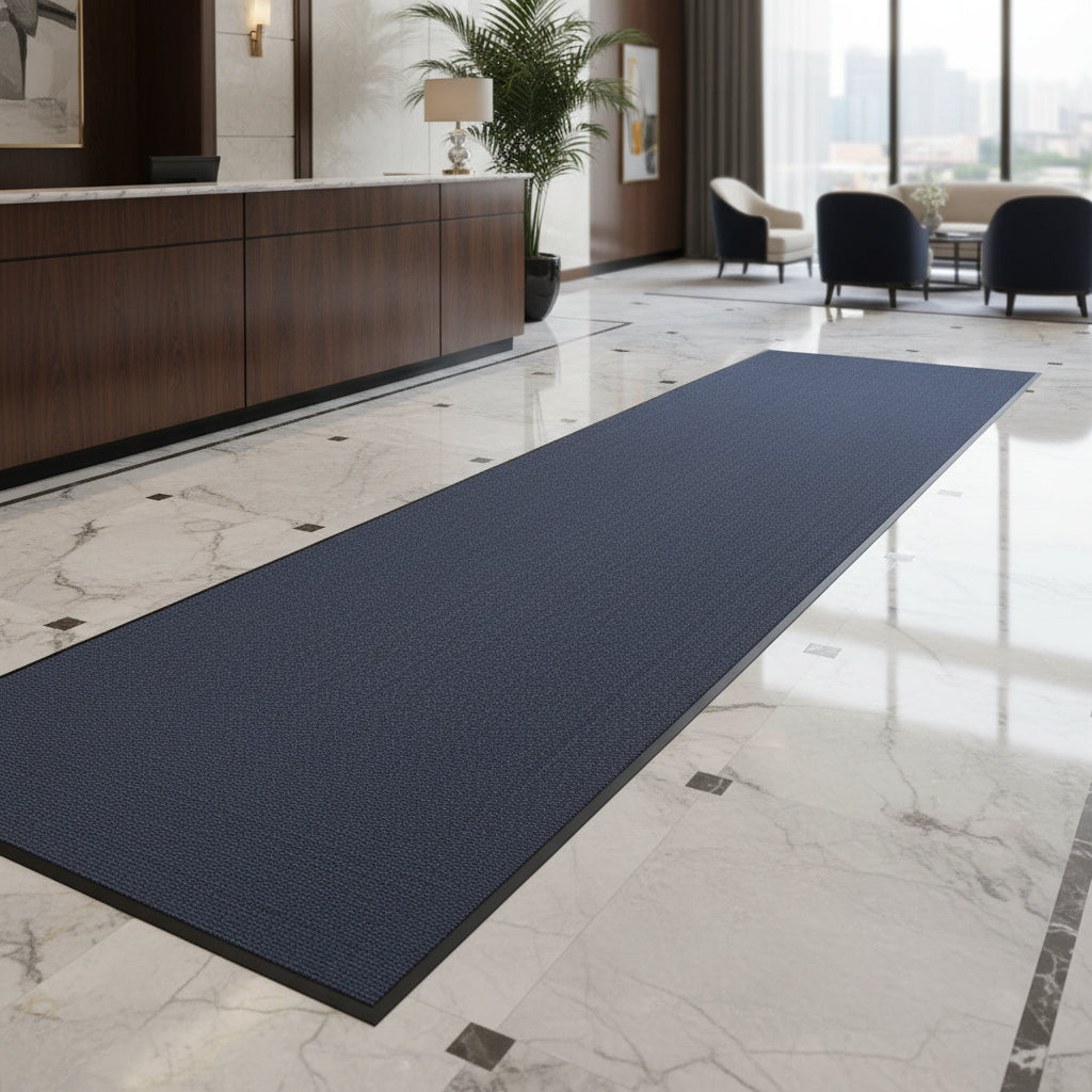 Heavy Duty Non-Slip Barrier Runner Mat in Hotel Lobby - Commercial Entrance Matting UK