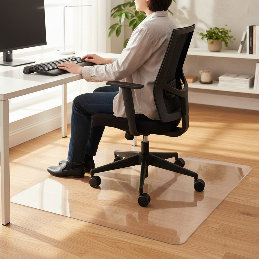 Premium Eco-Friendly Chair Mat for Hard Floors - Made of 100% Recycled PET, Transparent, High Impact Resistance, Suitable for Parquet, Laminate, and Tile