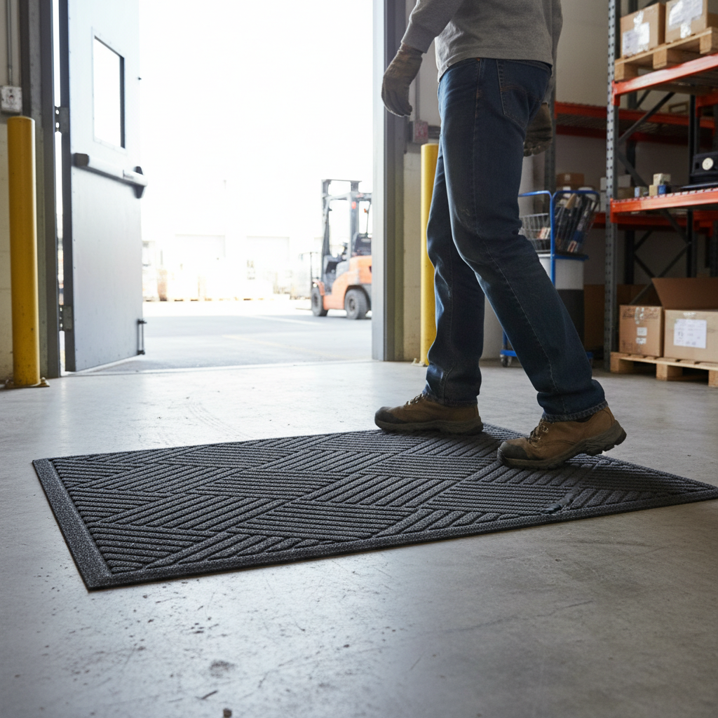 Premium Eco-Friendly Floor Mat with Diamond Pattern and Fabric Border, 61cm x 89cm for Heavy Traffic Areas