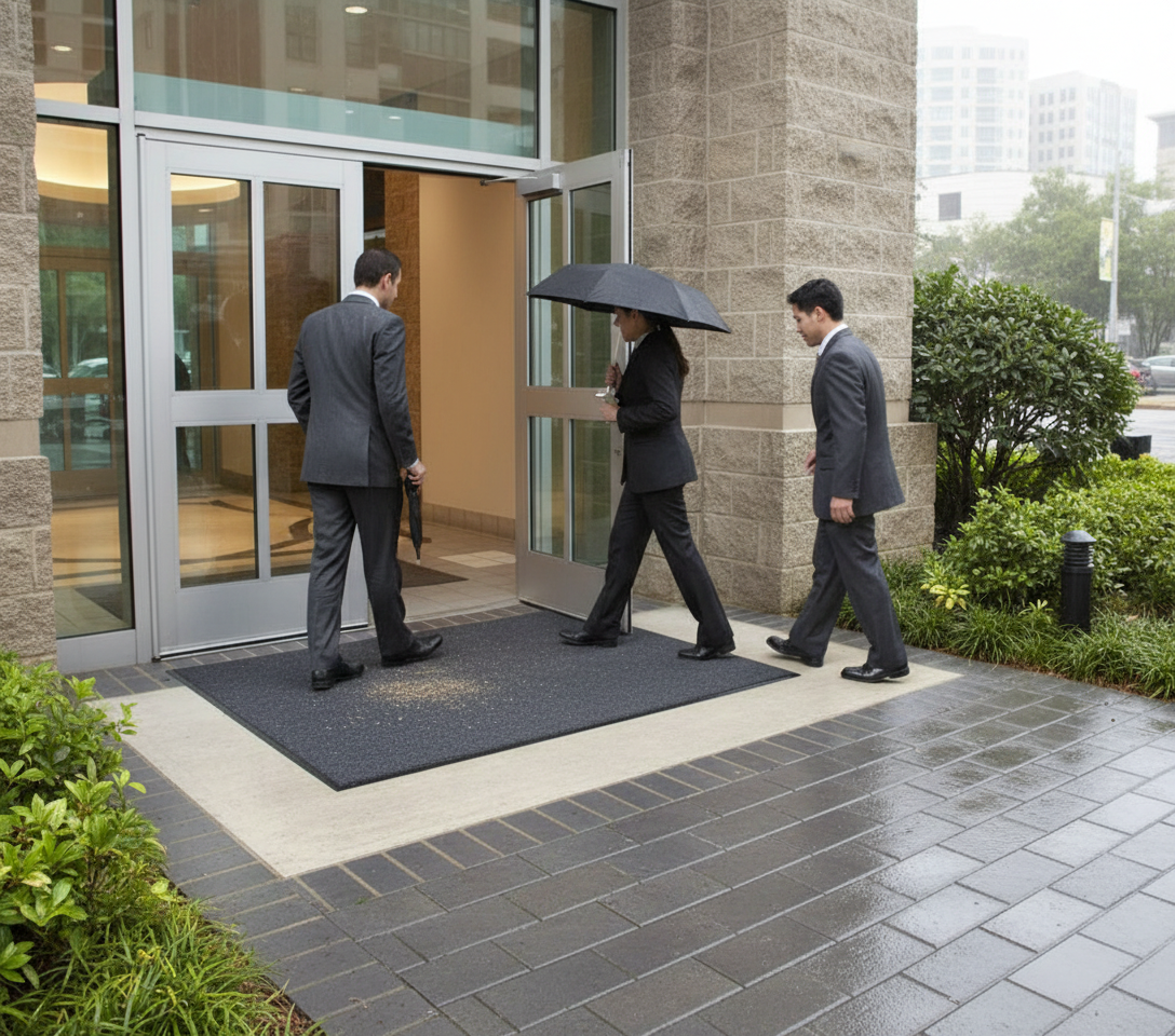 Premium Heavy Duty Outdoor Entrance Matting with Nylon Scraper Face and Rubber Back for Effective Dirt and Moisture Removal