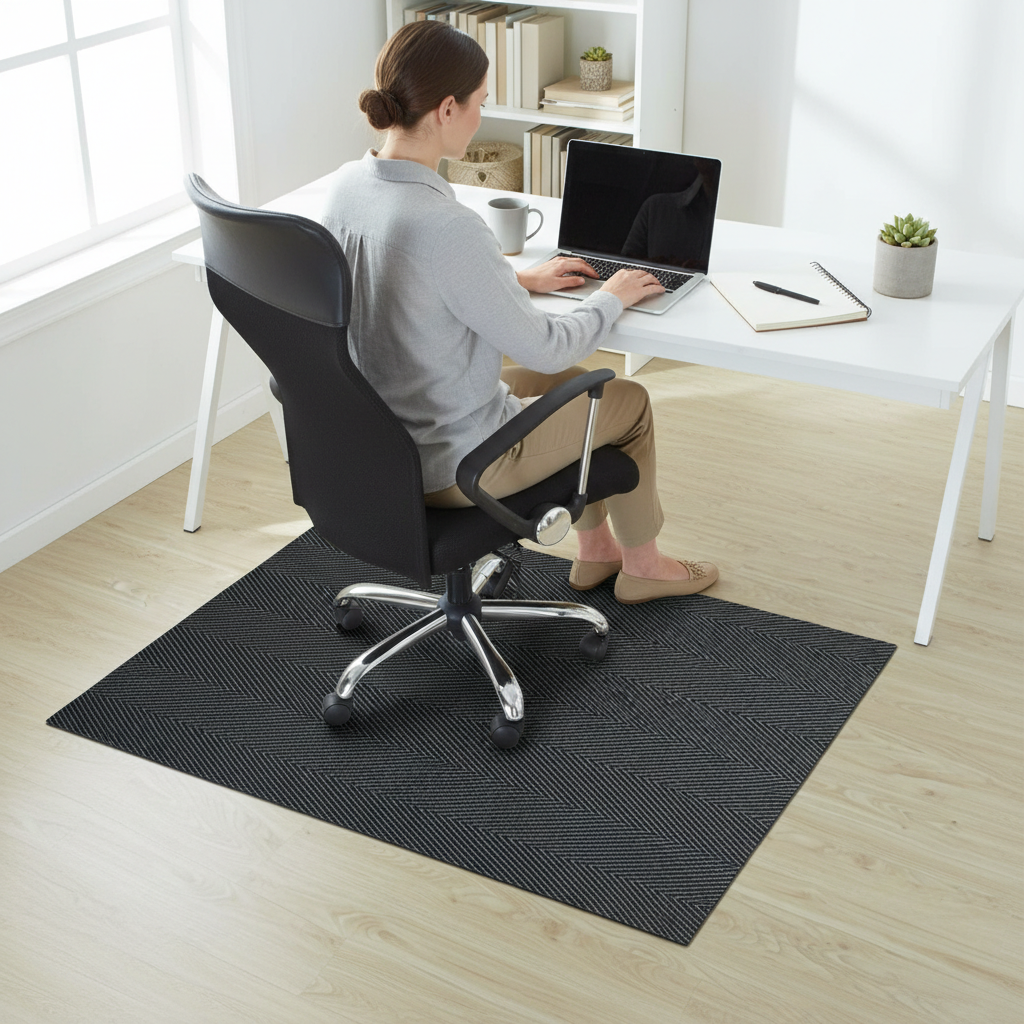 Premium Vinyl Chair Mat for Hard Floors - Durable Office Floor Protection, Antibacterial, Fire-Resistant with Optimal Glide