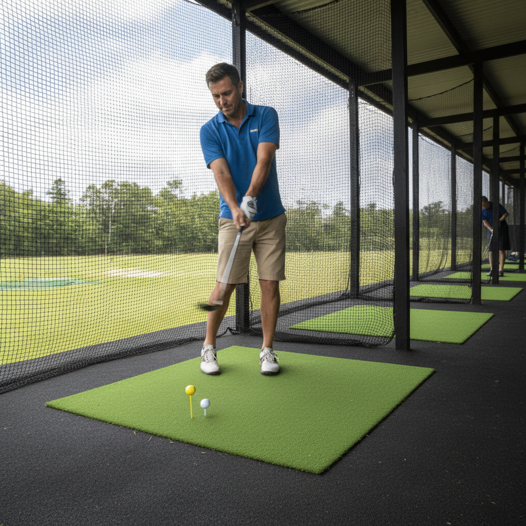 Premium Non-Infill Artificial Grass for Golf Tees and Driving Ranges - Durable Nylon Construction with 32mm Pile Height