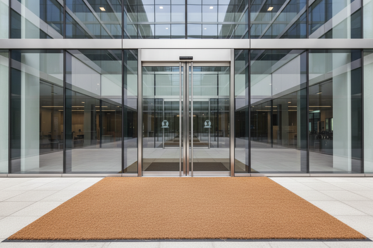 Office Building Entrance with Coir Doormat