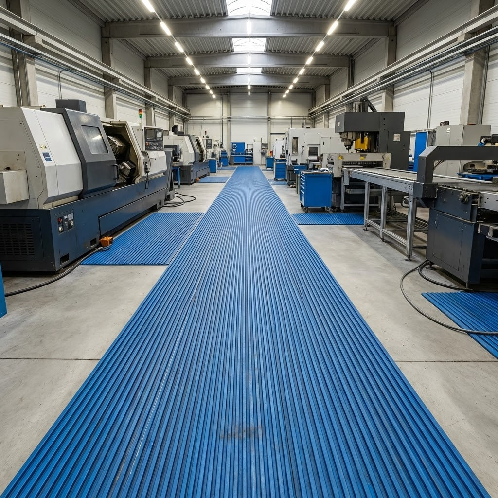Premium Heavy-Duty Broad-Ribbed Vinyl Matting for Industrial Safety and Comfort - High-Quality Professional Grade for Industrial and Commercial App...