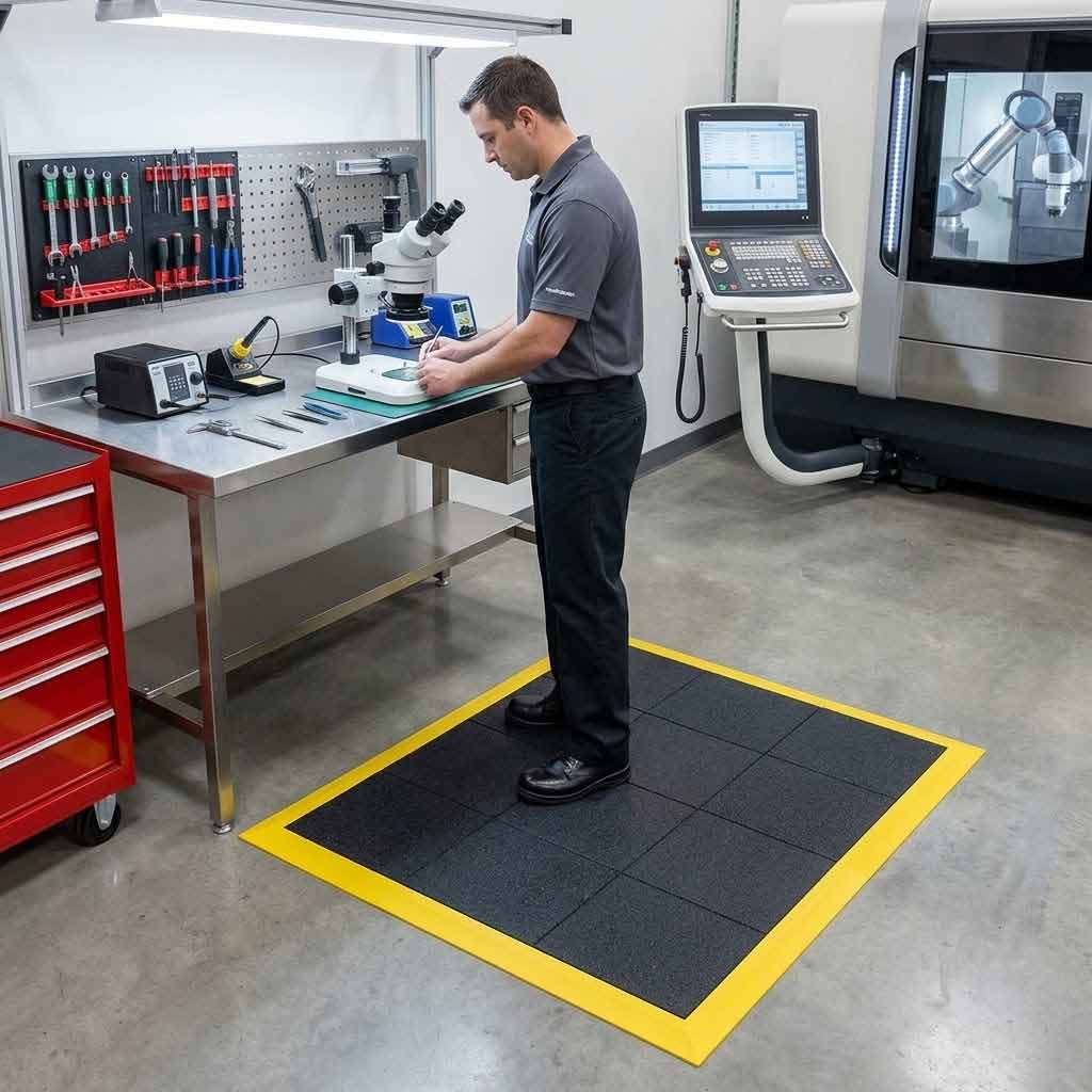 Premium Heavy Duty Anti Fatigue Mat Tiles with Bevelled Edging for Custom Configurations - 91 x 91cm Modular Design
