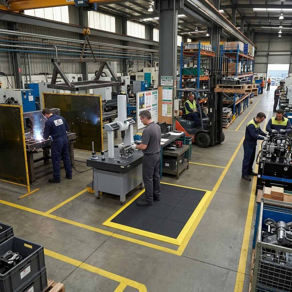 Premium Heavy Duty Anti Fatigue Mat Tiles with Bevelled Edging for Custom Configurations - 91 x 91cm Modular Design