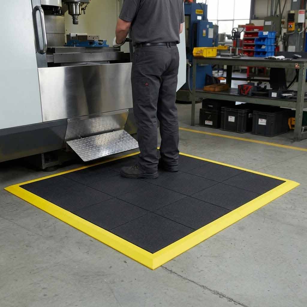 Premium Heavy Duty Anti Fatigue Mat Tiles with Bevelled Edging for Custom Configurations - 91 x 91cm Modular Design