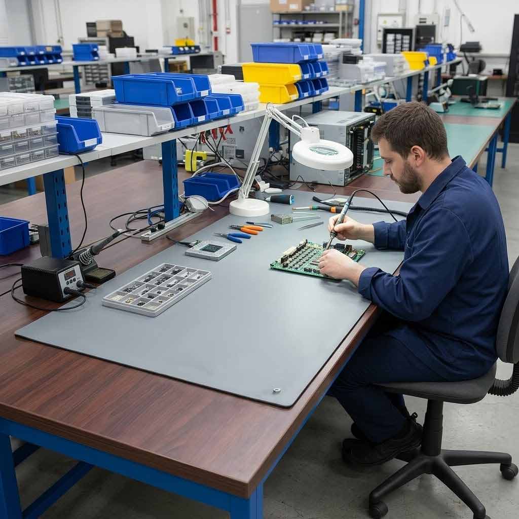 Premium Dual Layer Conductive Rubber ESD Matting - 60cm x 120cm for Safe Electronic Handling and Grounding