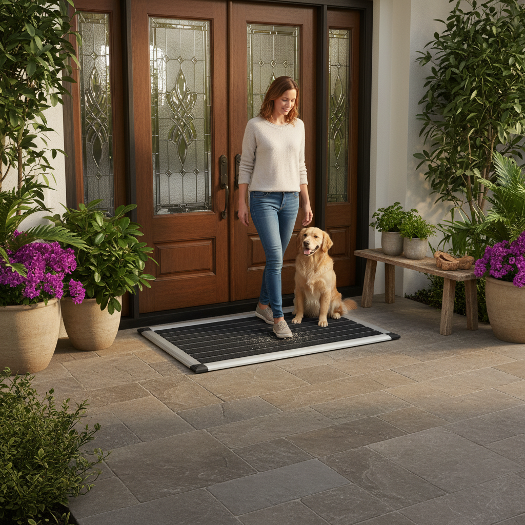 Premium Heavy Duty Outdoor Entrance Mat with Aluminium Frame and Anti-Slip Base for Exceptional Scraping Power and Safety