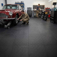 Premium Non-Slip CheckerTile Garage Matting - Heavy Duty Shock Absorbing Vinyl Tiles for Ultimate Floor Protection